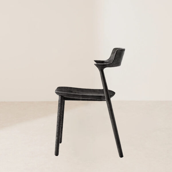 VHC-035 Modern Minimalist Dark Solid Wood Dining Chair, Black Home Decor Wooden Chair - Image 3