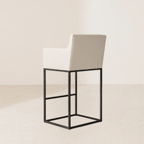 VHB-001 White Fabric High Stool with Black Metal Frame - Image 4