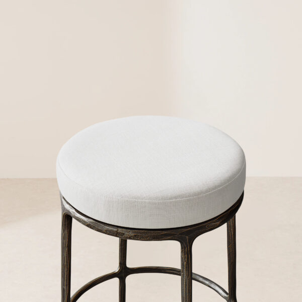 VHB-004 Modern Home Furniture White Fabric Hammered Finishes Bar Chair - Image 3