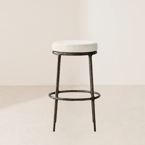 VHB-004 Modern Home Furniture White Fabric Hammered Finishes Bar Chair