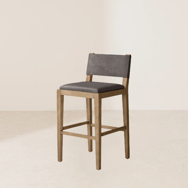 VHB-006 Modern Solid Wood Bar Chairs with Leather Backrest - Image 2