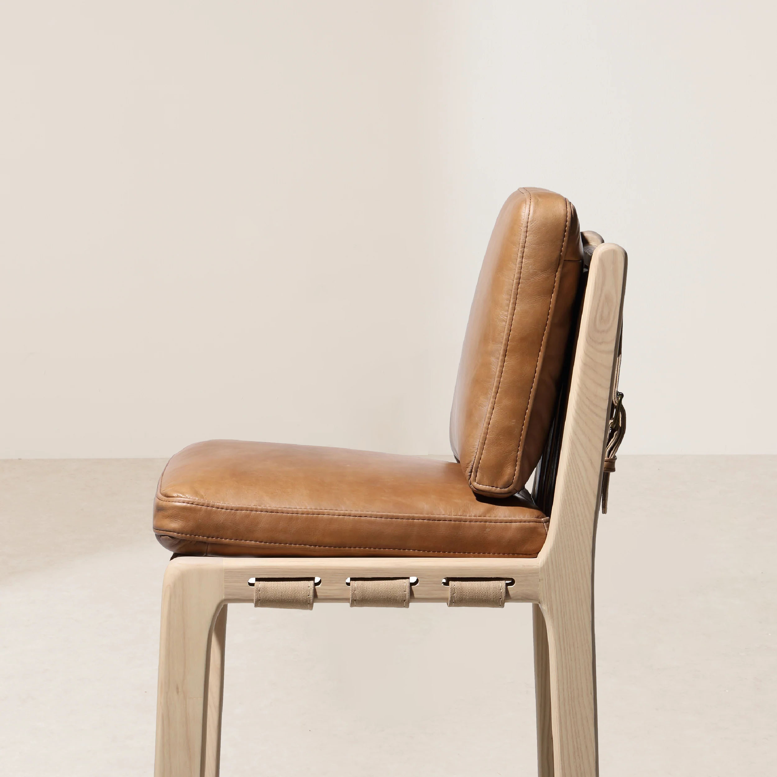 VHB-008 Handcrafted Leather-Strapped Wooden Barstool with Comfortable Cushioning - Image 4