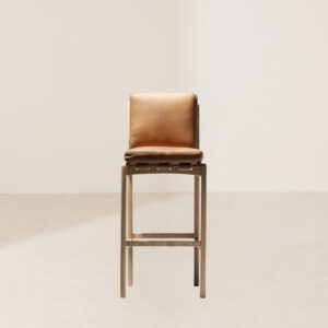 VHB-008 Handcrafted Leather-Strapped Wooden Barstool with Comfortable Cushioning