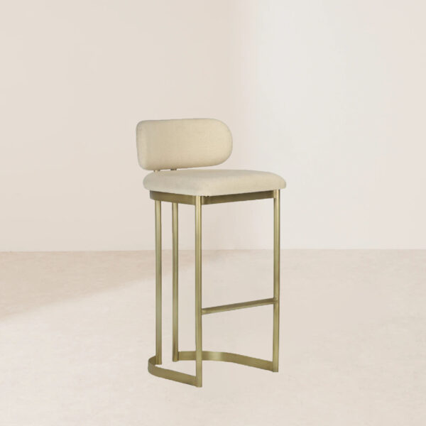 VHB-009 Modern Minimalist Milky White Half-Round Backrest Gold Metal Base Bar Chair - Image 2