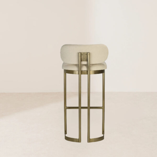 VHB-009 Modern Minimalist Milky White Half-Round Backrest Gold Metal Base Bar Chair - Image 4
