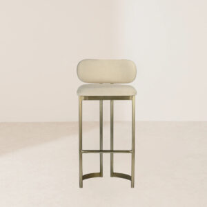 VHB-009 Modern Minimalist Milky White Half-Round Backrest Gold Metal Base Bar Chair