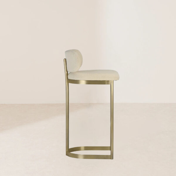 VHB-009 Modern Minimalist Milky White Half-Round Backrest Gold Metal Base Bar Chair - Image 3