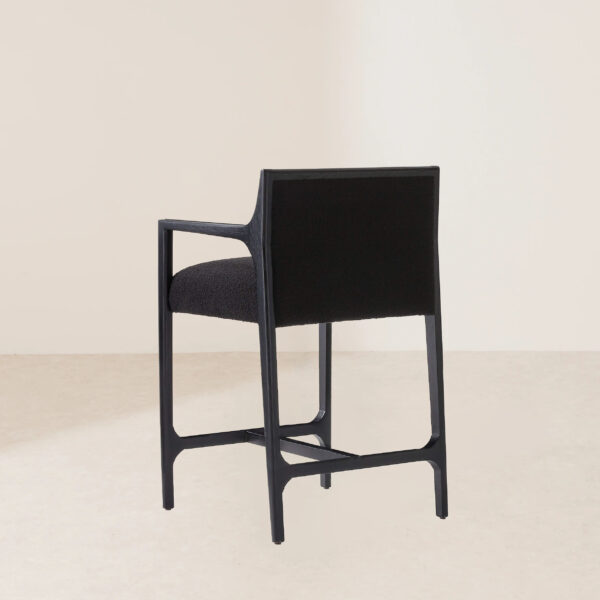 VHB-013 Elegant Black Bouclé Counter Stool with Armrests for Bar or Counter Seating - Image 4