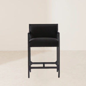 VHB-013 Elegant Black Bouclé Counter Stool with Armrests for Bar or Counter Seating