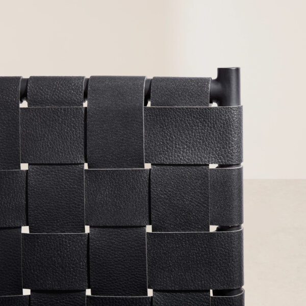 VHB-014 Black Woven Leather Counter Stool with Metal Frame for Contemporary Spaces - Image 5