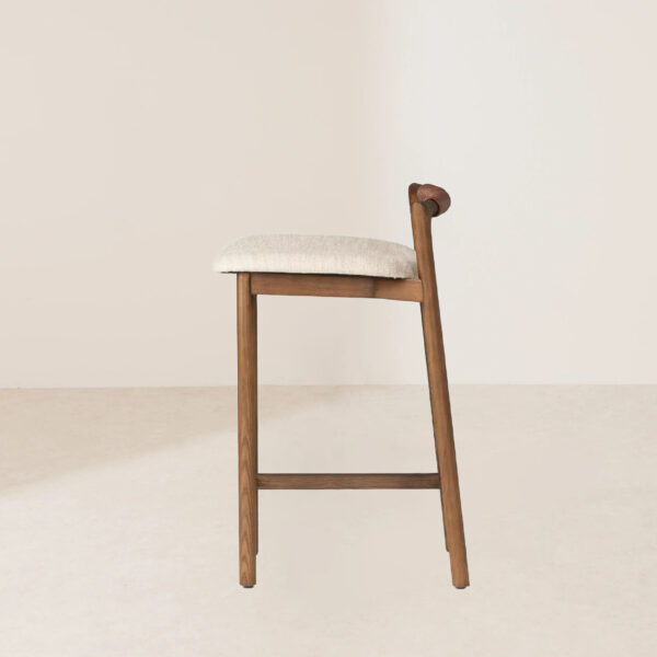 VHB-015 Design-forward Minimalist Frame Top-grain Leather Hand-woven Backrest Bar Stool - Image 3