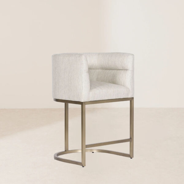 VHB-019 Luxurious Quilted Backrest Metal Cylindrical Base Elegant Bar Stool - Image 2