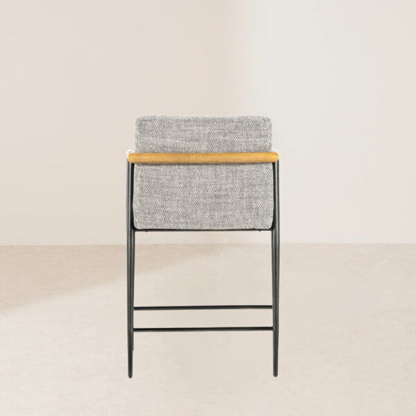 VHB-020 Counter Stool with Textural Grey Performance Fabric and Angled Solid Oak Arms - Image 4