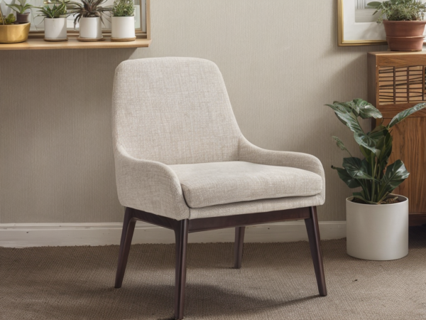VHC-002 Modern Fabric Upholstered Accent Chair with Wooden Legs for Room - Image 5