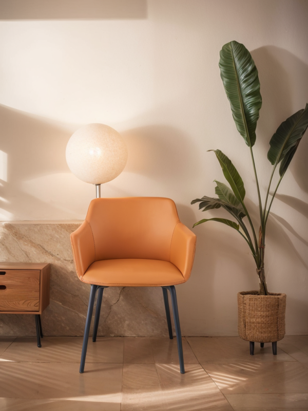 VHC-009 Modern Minimalist Orange Metal-legged Chair Home Decor Item - Image 5