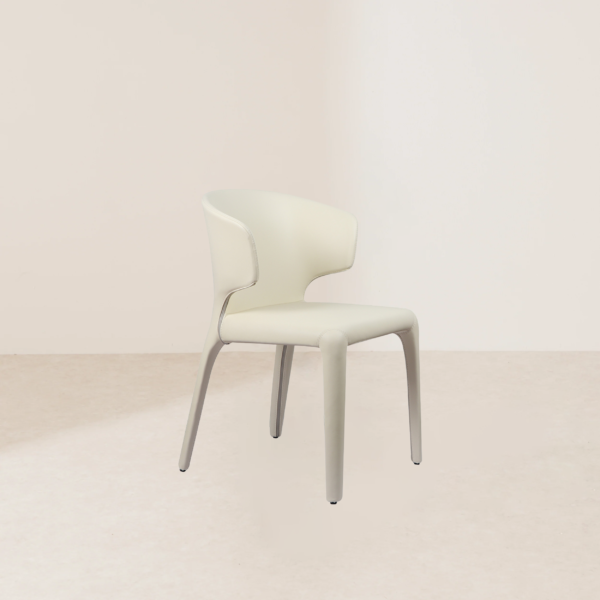 VHC-010 Modern Minimalist White Leather Chair With Streamlined Design - Image 2
