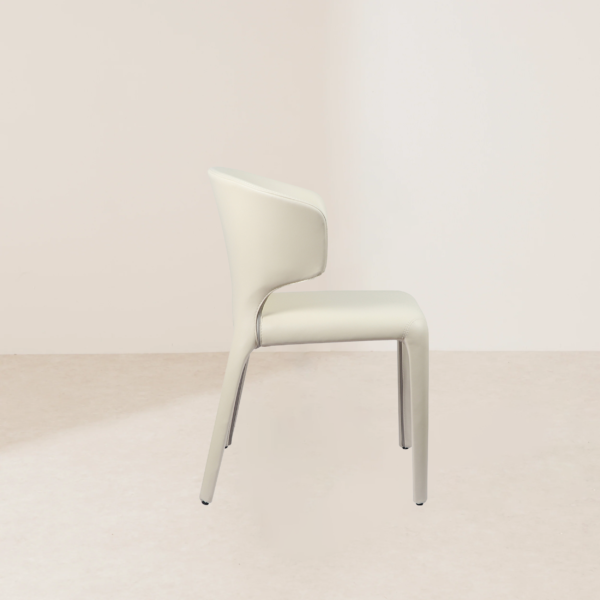 VHC-010 Modern Minimalist White Leather Chair With Streamlined Design - Image 3
