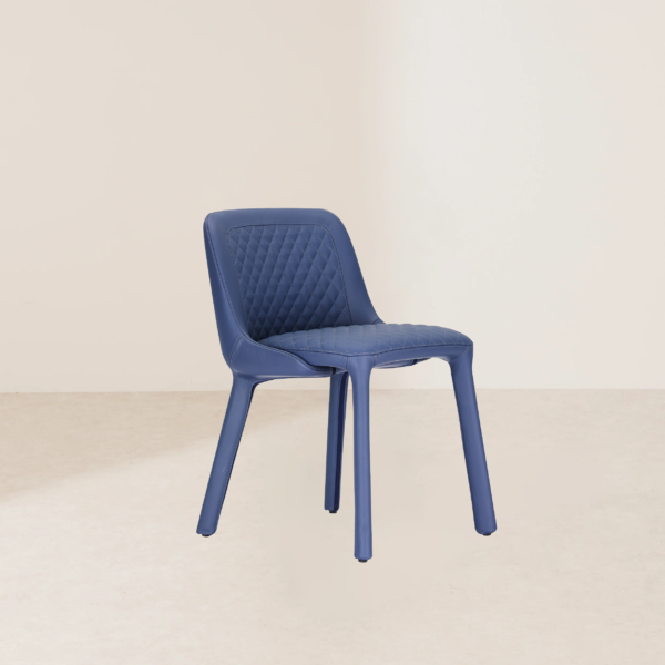 VHC-014 Modern Minimalist Deep Blue Streamline Chair With Diamond Stitching Design - Image 2