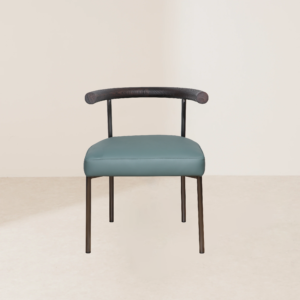 VHC-015 Premium Deep Blue Leather Modern Minimalist Round Back Chair