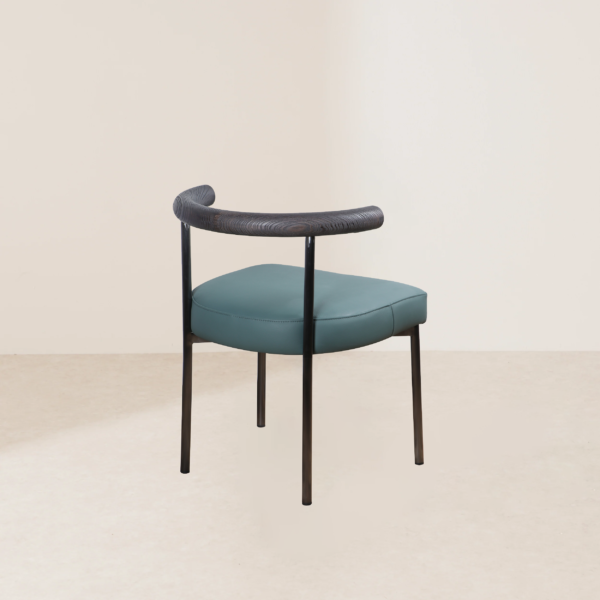 VHC-015 Premium Deep Blue Leather Modern Minimalist Round Back Chair - Image 4