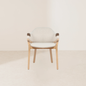 VHC-016 Cozy Home Light-colored Wooden Chair, Covered with Brown Striped Fabric, Designed for Comfortable Sitting