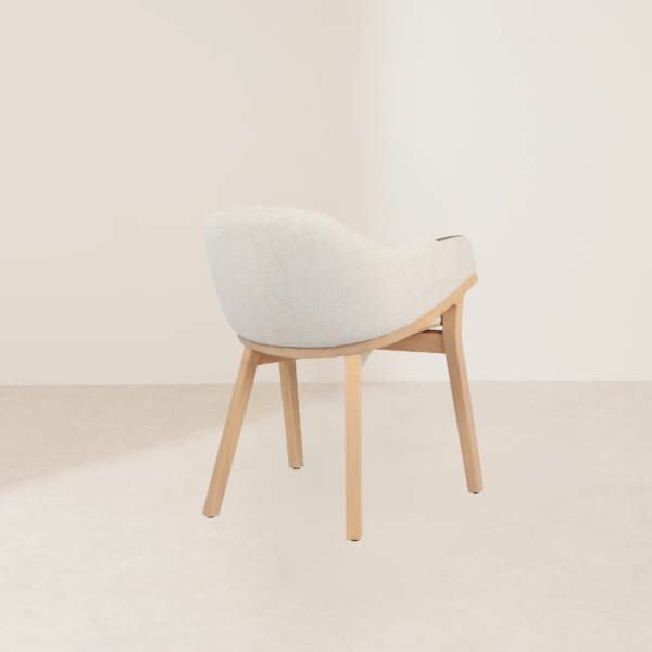 VHC-016 Cozy Home Light-colored Wooden Chair, Covered with Brown Striped Fabric, Designed for Comfortable Sitting - Image 4