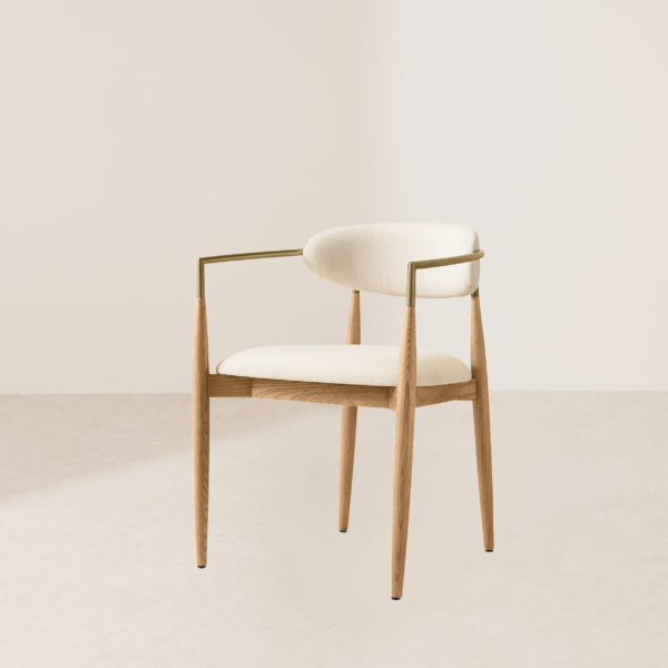 VHC-018 Light-Colored Wooden Chair with Golden Accents and Semicircular Backrest - Image 2