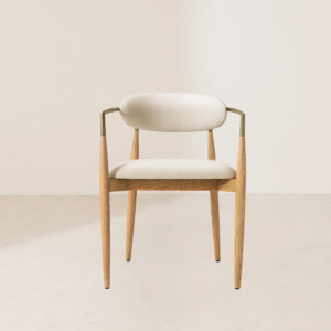 VHC-018 Light-Colored Wooden Chair with Golden Accents and Semicircular Backrest