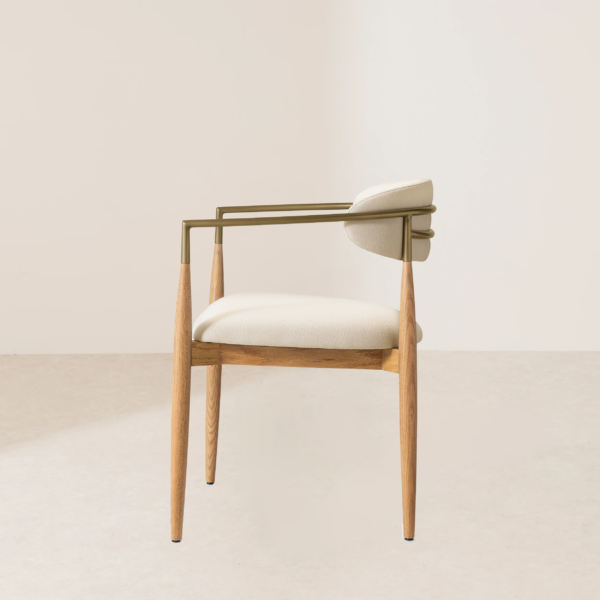 VHC-018 Light-Colored Wooden Chair with Golden Accents and Semicircular Backrest - Image 3