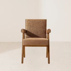 VHC-019 Light Brown Solid Wood Chair with Elegant Backrest and Cloth Cushion for Added Comfort