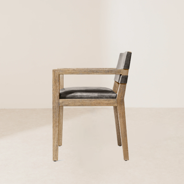 VHC-020 Premium Armchair with Natural Style Solid Wood Base and High-Quality Leather - Image 3
