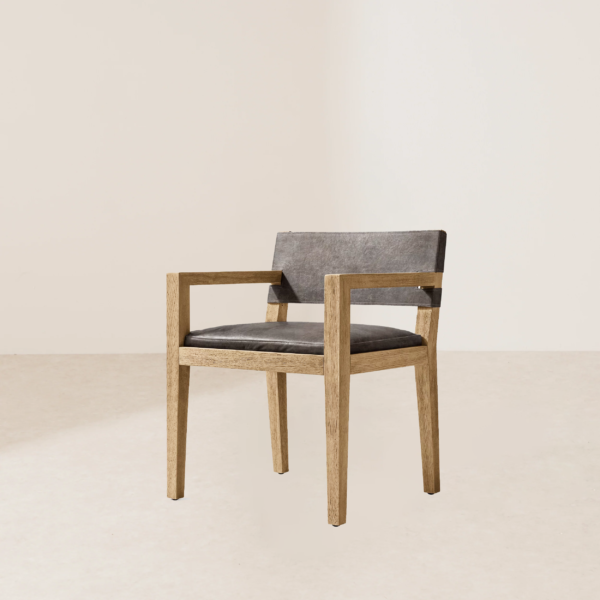 VHC-020 Premium Armchair with Natural Style Solid Wood Base and High-Quality Leather - Image 2