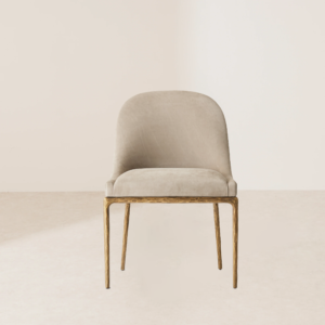 VHC-022 Velvet Chair with Golden Metal Legs and Unique Texture on a Hand-Forged Solid Metal Base