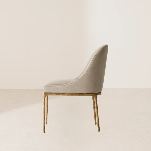 VHC-022 Velvet Chair with Golden Metal Legs and Unique Texture on a Hand-Forged Solid Metal Base - Image 3