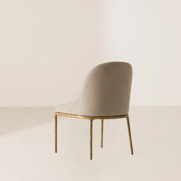 VHC-022 Velvet Chair with Golden Metal Legs and Unique Texture on a Hand-Forged Solid Metal Base - Image 4