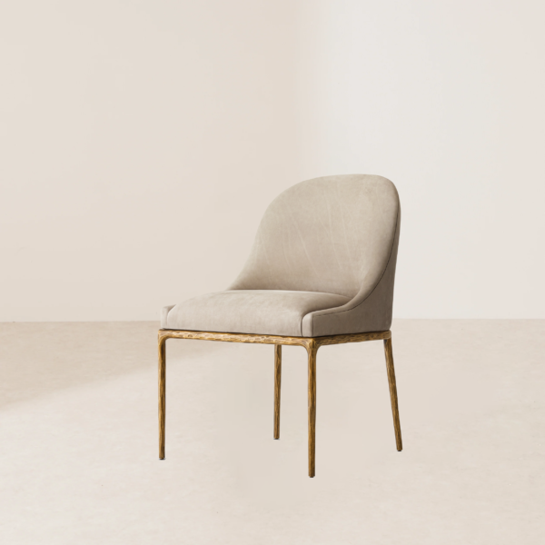 VHC-022 Velvet Chair with Golden Metal Legs and Unique Texture on a Hand-Forged Solid Metal Base - Image 2