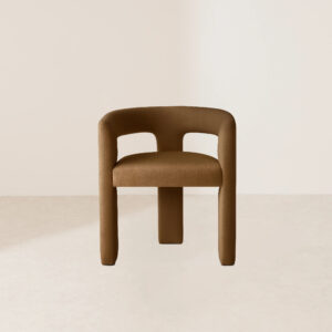 VHC-024 Comfortable Arc Armrest Brown Fabric Dining Chair