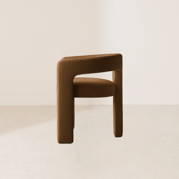 VHC-024 Comfortable Arc Armrest Brown Fabric Dining Chair - Image 3