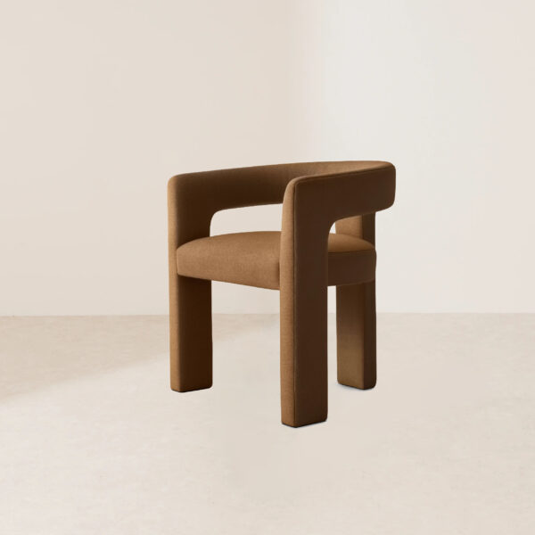 VHC-024 Comfortable Arc Armrest Brown Fabric Dining Chair - Image 2