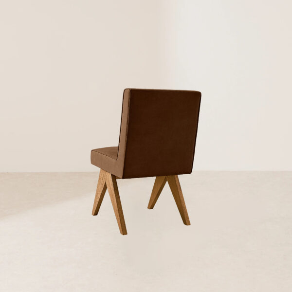 VHC-025 Modern minimalist brown suede leather wooden-legged reclining seat designer chair - Image 4