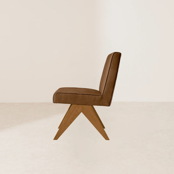 VHC-025 Modern minimalist brown suede leather wooden-legged reclining seat designer chair - Image 3