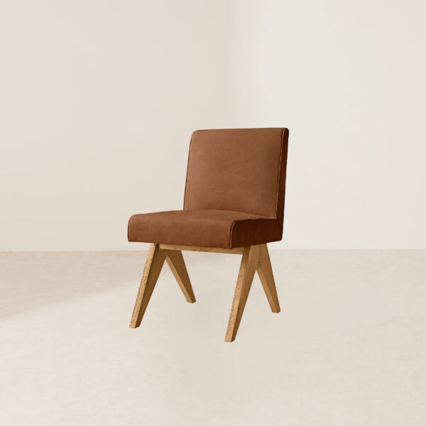 VHC-025 Modern minimalist brown suede leather wooden-legged reclining seat designer chair - Image 2