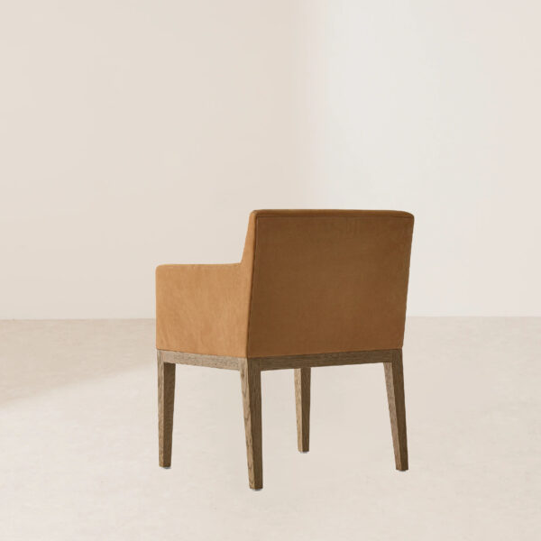 VHC-031 Brown Minimalist Modern Leather Chair with Wooden Legs and Armrests - Image 4