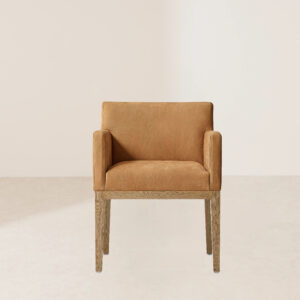 VHC-031 Brown Minimalist Modern Leather Chair with Wooden Legs and Armrests