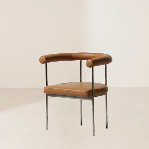 VHC-037 Modern Minimalist Style High-Comfort Leather Armchair with Metal Frame - Image 2
