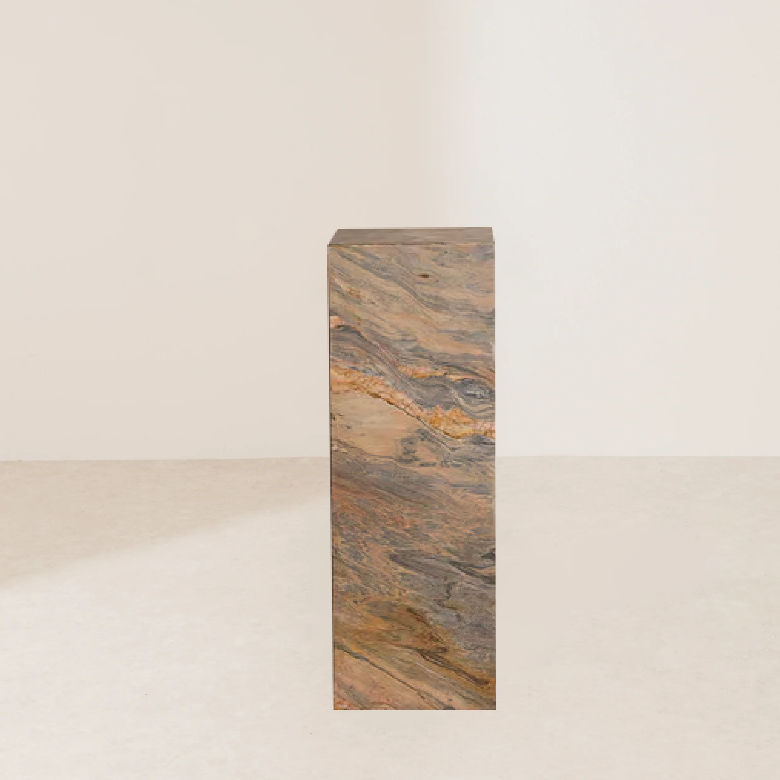 VHCT-015 Quartzite-Carved Coffee Table Base with Multicolored Texture and Natural Elegance
