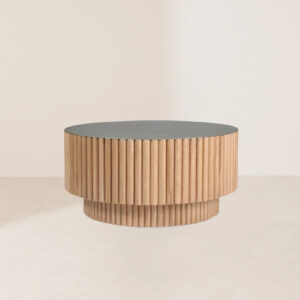 VHCT-017 Antiqued Brass Finished Barrel-Shaped Coffee Table