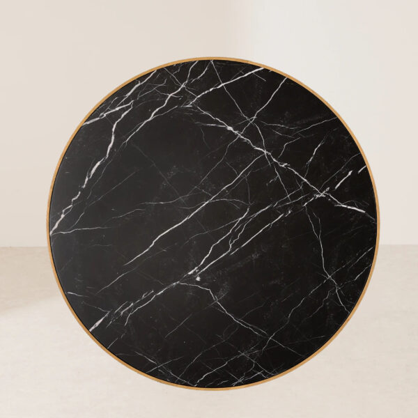VHCT-019 Modern Stylish Round Coffee Table with Marble Top and Wavy Wood Base - Image 3