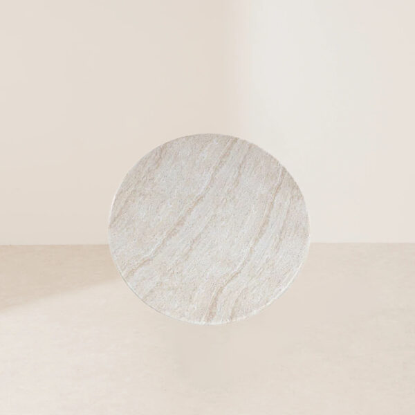 VHCT-020 Concrete Coffee Table with Walnut Print Base and Travertine Stone Top - Image 3