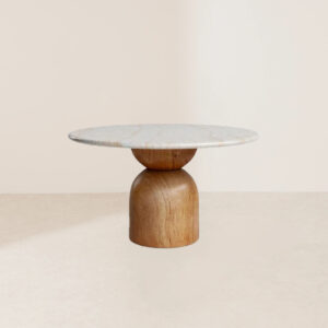 VHCT-020 Concrete Coffee Table with Walnut Print Base and Travertine Stone Top